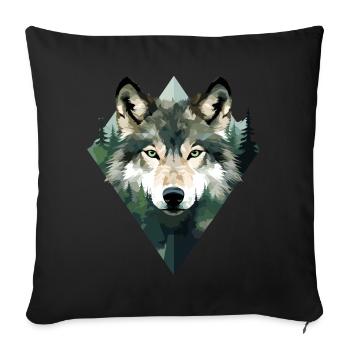 Wolf Forest Mountains Wolves Nature Animals - Sofa pillowcase 17,3'' x 17,3'' (45 x 45 cm) - black - Front