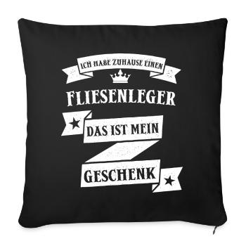 Fliesenleger Fliesenlegen Fliesen Handwerk Spruch - Sofakissenbezug 45 x 45 cm - Schwarz - Vorne
