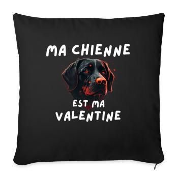 Ma Chienne Valentine - Housse de coussin décorative 45 x 45 cm - noir - Devant