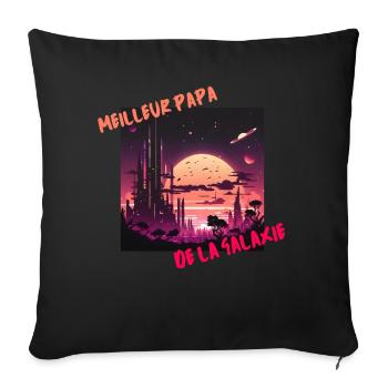 Meilleur Papa Galactique - Housse de coussin décorative 45 x 45 cm - noir - Devant
