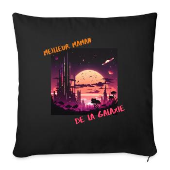 Cité lunaire au crépuscule - Housse de coussin décorative 45 x 45 cm - noir - Devant