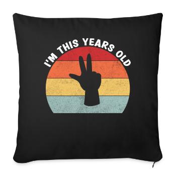 Je suis cette année Vintage 3e anniversaire enfants - Housse de coussin décorative 45 x 45 cm - noir - Devant