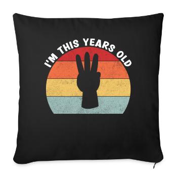 Je suis cette année Vintage 3e anniversaire enfants - Housse de coussin décorative 45 x 45 cm - noir - Devant