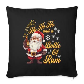 Père Noël bouteille rhum alcool liqueur Cheers - Housse de coussin décorative 45 x 45 cm - noir - Devant