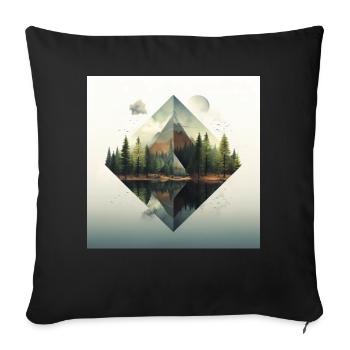 Forest Pyramid and Reflections - Sofa pillowcase 17,3'' x 17,3'' (45 x 45 cm) - black - Front
