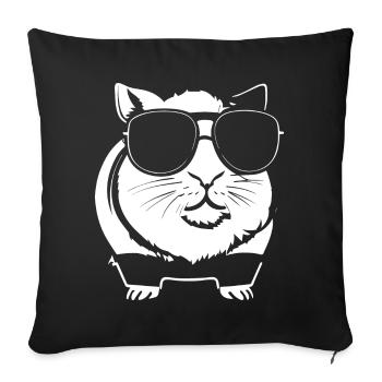Lustiges Meerschweinchen mit Sonnenbrille Meerschweinchen - Sofakissenbezug 45 x 45 cm - Schwarz - Vorne
