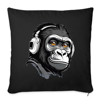 Cool gorilla with headphones - Sofa pillowcase 17,3'' x 17,3'' (45 x 45 cm) - black - Front