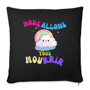 Nuage Arc-en-Ciel Mignon et Mordant - Housse de coussin décorative 45 x 45 cm - noir - Devant