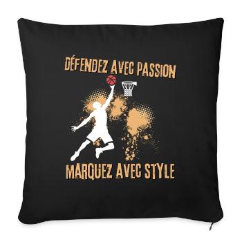 Basketball with Passion and Style - Sofa pillowcase 17,3'' x 17,3'' (45 x 45 cm) - black - Front