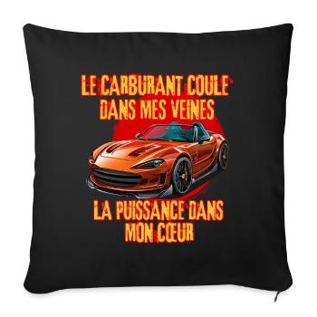 Puissance et Carburant Voiture Rouge - Housse de coussin décorative 45 x 45 cm - noir - Devant