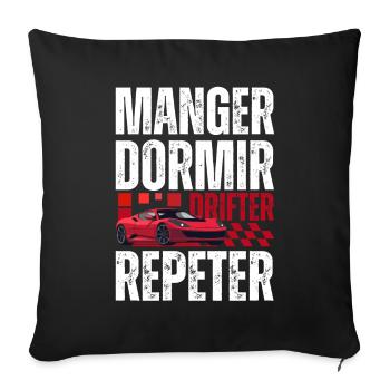 Urban Drift Eats Sleep Repeat - Sofa pillowcase 17,3'' x 17,3'' (45 x 45 cm) - black - Front