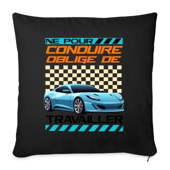 Voiture sportive néon rétro racing - Housse de coussin décorative 45 x 45 cm - noir - Devant