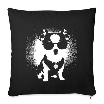Lustiger Chihuahua mit Sonnenbrille Chihuahuas - Sofakissenbezug 45 x 45 cm - Schwarz - Vorne
