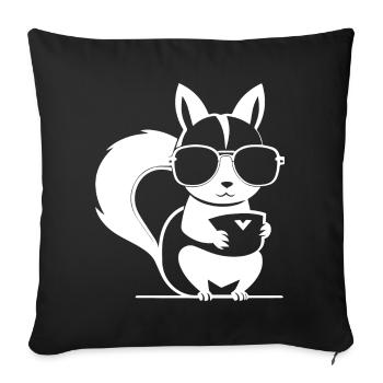 Funny Squirrel Wearing Sunglasses Squirrels - Sofa pillowcase 17,3'' x 17,3'' (45 x 45 cm) - black - Front