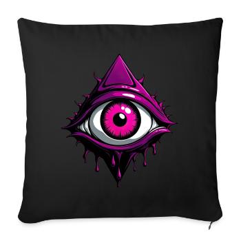 Okkultes Allsehendes Auge - CherryPunk Dark Magenta - Sofakissenbezug 45 x 45 cm - Schwarz - Vorne