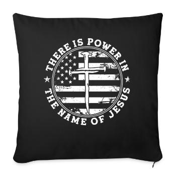 Il y a de la puissance au Nom de Jésus - Housse de coussin décorative 45 x 45 cm - noir - Devant