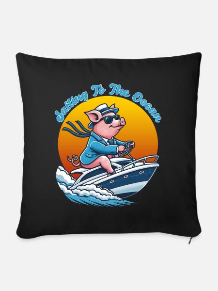Naviguer vers l’océan Funy Animals - Housse de coussin décorative 45 x 45 cm - noir