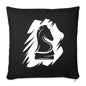 Chess logo icon brushstroke horse illustration - Sofa pillowcase 17,3'' x 17,3'' (45 x 45 cm) - black - Front
