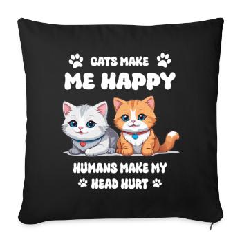 Les chats me rendent heureuse... - Housse de coussin décorative 45 x 45 cm - noir - Devant