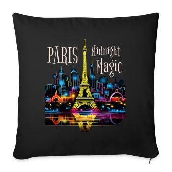 Paris, Eiffel Tower, France, City, Skyline, Night - Sofa pillowcase 17,3'' x 17,3'' (45 x 45 cm) - black - Front