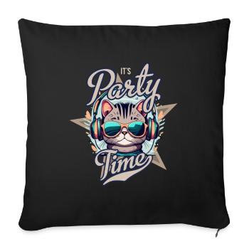 Party Katze mit Kopfhörern - Sofakissenbezug 45 x 45 cm - Schwarz - Vorne