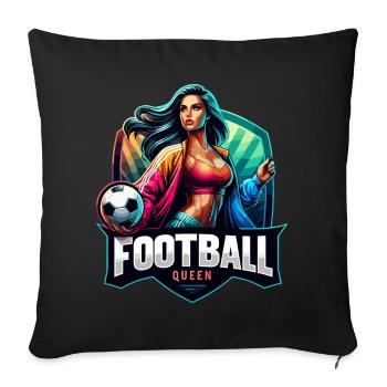 Female Football Queen Emblem - Sofa pillowcase 17,3'' x 17,3'' (45 x 45 cm) - black - Front
