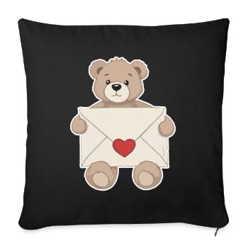 Teddy Bear with Love Letter Heart Love - Sofa pillowcase 17,3'' x 17,3'' (45 x 45 cm) - black - Front
