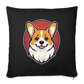 Corgi - Sofa pillowcase 17,3'' x 17,3'' (45 x 45 cm) - black - Front