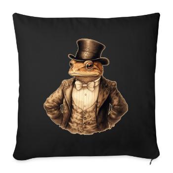 Grenouille Steampunk - Housse de coussin décorative 45 x 45 cm - noir - Devant
