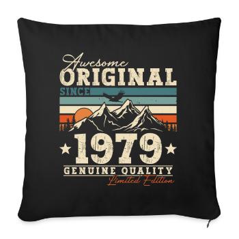 Original 1979 Vintage né Vintage anniversaire - Housse de coussin décorative 45 x 45 cm - noir - Devant