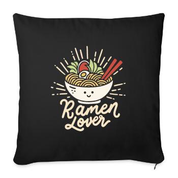 Kawaii-Liebhaber Ramen-Fan - Sofakissenbezug 45 x 45 cm - Schwarz - Vorne