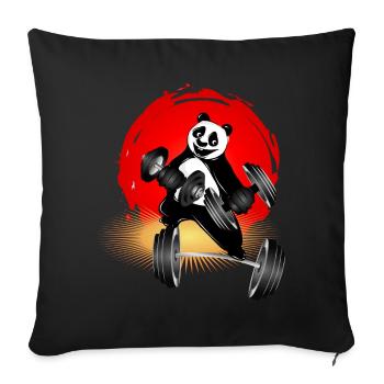 Bodybuilder panda bear with dumbbells while exercising - Sofa pillowcase 17,3'' x 17,3'' (45 x 45 cm) - black - Front