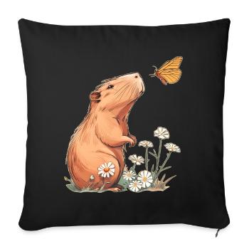 Capybara Butterfly - Sofa pillowcase 17,3'' x 17,3'' (45 x 45 cm) - black - Front
