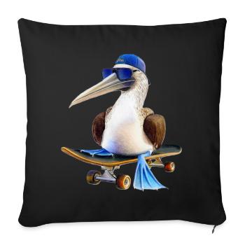 Blue-footed booby skateboard - Sofa pillowcase 17,3'' x 17,3'' (45 x 45 cm) - black - Front