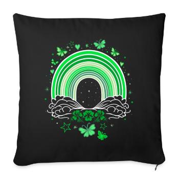 St Patrick's Day rainbow with butterflies - Sofa pillowcase 17,3'' x 17,3'' (45 x 45 cm) - black - Front