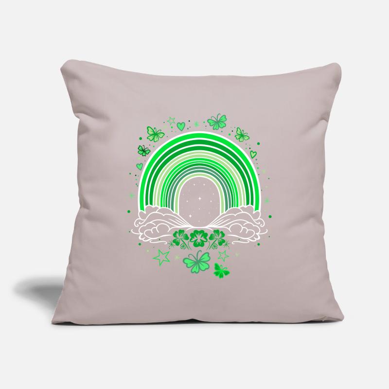 Arc-en-ciel de la Saint-Patrick avec des papillons Housse de coussin décorative 45 x 45 cm
