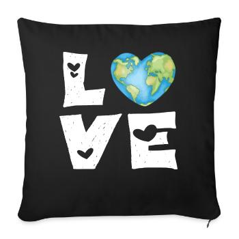 Liebe Erde Herz - Sofakissenbezug 45 x 45 cm - Schwarz - Vorne