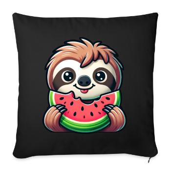 Faultier Sommerfrucht Melone - Sofakissenbezug 45 x 45 cm - Schwarz - Vorne