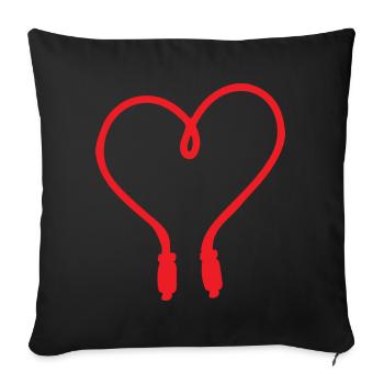 Conception de coeur rouge de corde pour cavalier de corde - Housse de coussin décorative 45 x 45 cm - noir - Devant
