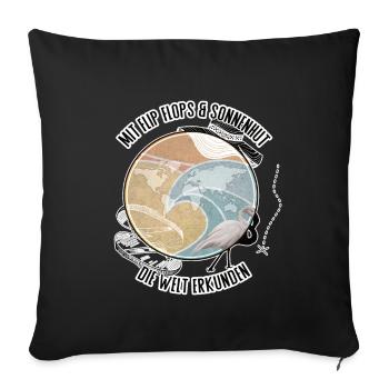 Mit Flip Flops & Sonnenschein die Welt erkunden - Sofakissenbezug 45 x 45 cm - Schwarz - Vorne