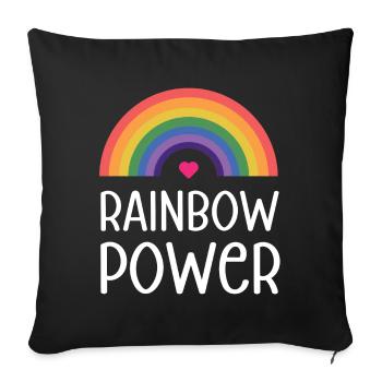 LGBT Pride Monat - Regenbogen Power - Sofakissenbezug 45 x 45 cm - Schwarz - Vorne