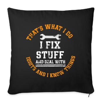 Car mechanic mechatronics technician screwdriver sayings - Sofa pillowcase 17,3'' x 17,3'' (45 x 45 cm) - black - Front