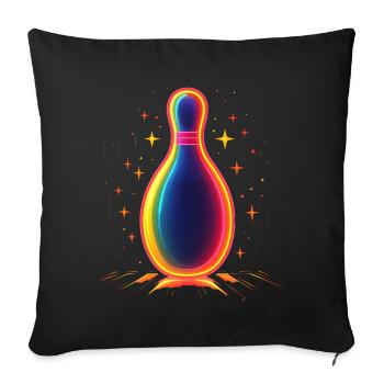 Quille de bowling rétro - Housse de coussin décorative 45 x 45 cm - noir - Devant