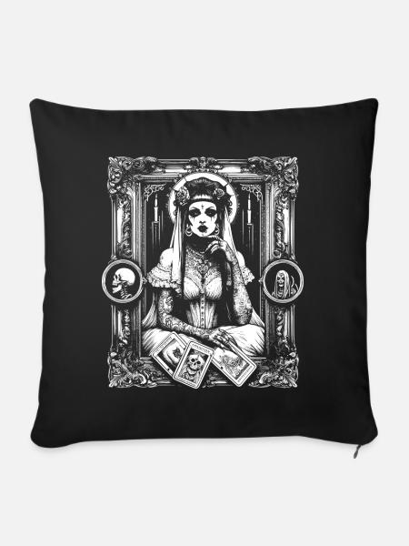Viktorianisches Tarot-Diagramm - Sofakissenbezug 45 x 45 cm - Schwarz