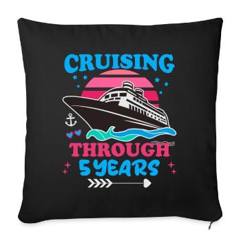 Cruising Through 5 Years Wedding Anniversary - Sofa pillowcase 17,3'' x 17,3'' (45 x 45 cm) - black - Front