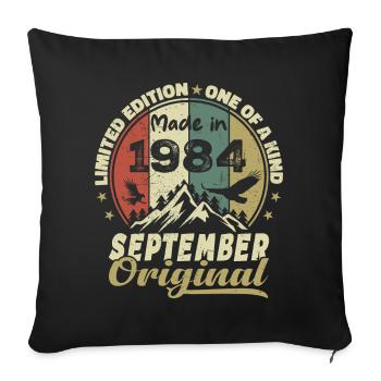 1984 - The legends were born in September 1984 - Sofa pillowcase 17,3'' x 17,3'' (45 x 45 cm) - black - Front
