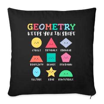 Geometry Shapes with Positive Slogans - Sofa pillowcase 17,3'' x 17,3'' (45 x 45 cm) - black - Front