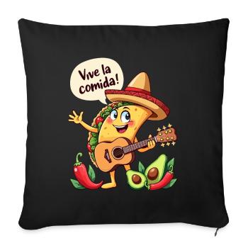 Taco Fiesta avec guitare et flair hispanique - Housse de coussin décorative 45 x 45 cm - noir - Devant