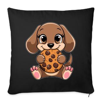 Cute Dachshund Dog Biscuit Cartoon Snacking Candy - Sofa pillowcase 17,3'' x 17,3'' (45 x 45 cm) - black - Front