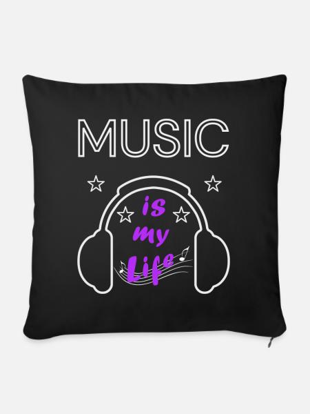 Music is my Life - Sofakissenbezug 45 x 45 cm - Schwarz